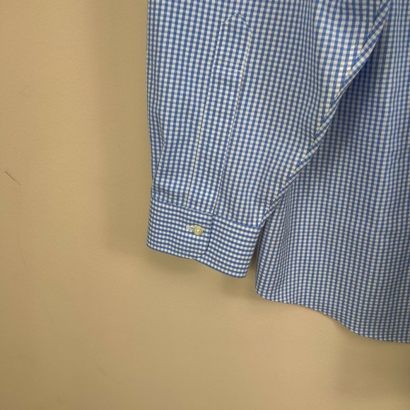 Brooks Brothers Shirt Adult Blue Check 171/2 - 36 Long Sleeve Oxford Men - Picture 4 of 7
